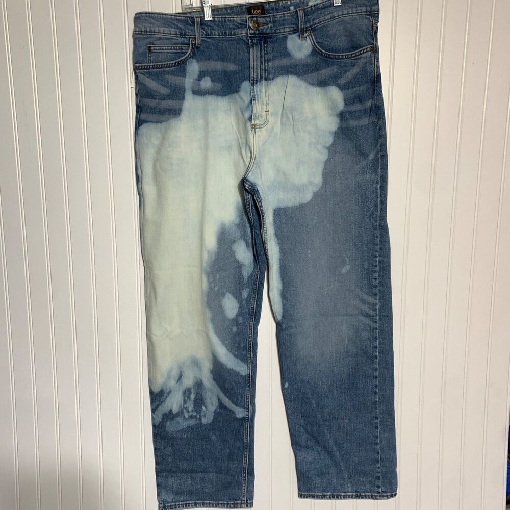 Lee Jeans 38x32 Mens Loose‎ Fit Blue Bleached Wash